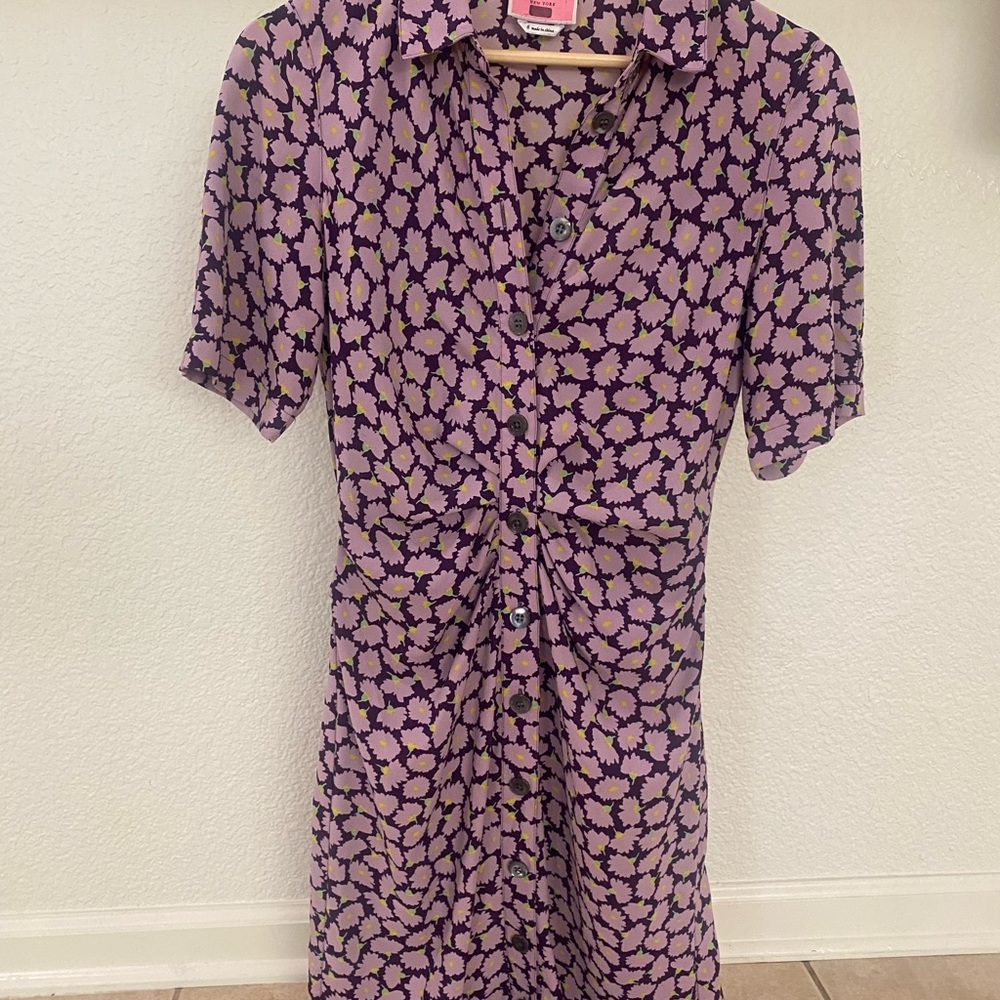 Kate Spade Purple and Black Patterned Midi Dress
